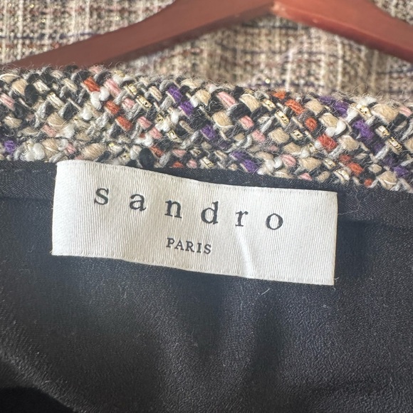 SANDRO Ruffle-trimmed metallic tweed mini wrap skirt - Picture 7 of 13
